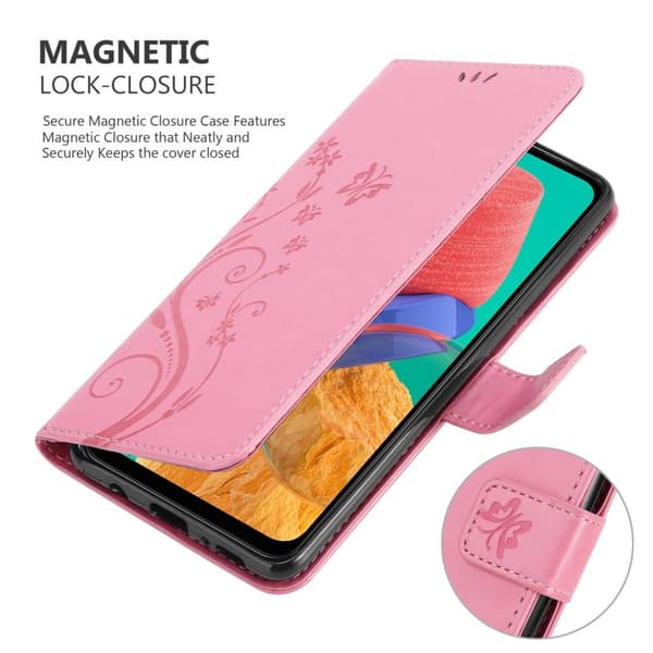Samsung Galaxy M33 5G Suojakotelo Suojakuori Lompakkokotelo Matkapuhelinkotelo Kukat jossa on magneettisuljenta, jalusta-toiminto ja korttipaikat