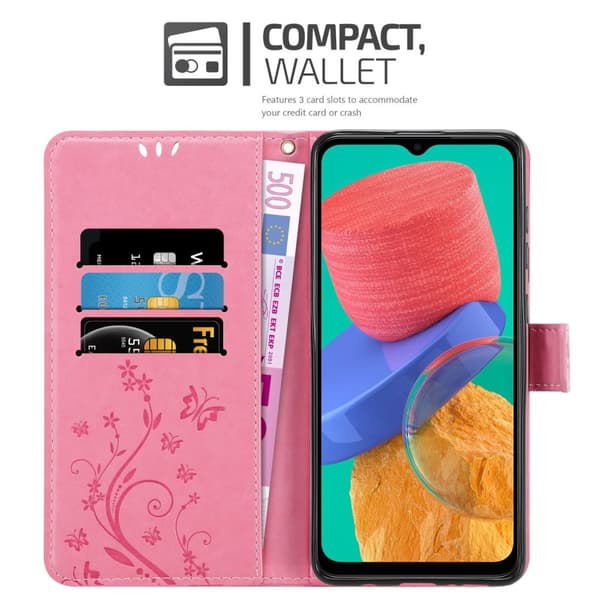 Samsung Galaxy M33 5G Suojakotelo Suojakuori Lompakkokotelo Matkapuhelinkotelo Kukat jossa on magneettisuljenta, jalusta-toiminto ja korttipaikat