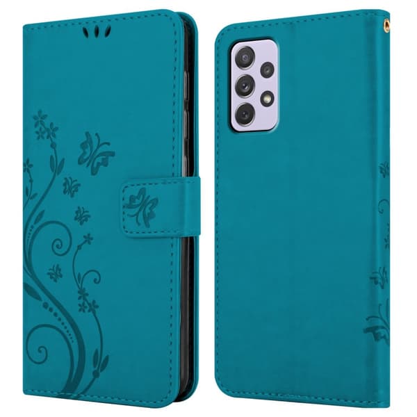 Samsung Galaxy A73 5G Skal Fodral i blomdesign Mobilskydd Case Cover med magnetisk stängning, ståfunktion och kortplatser