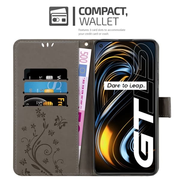 Realme GT / GT Neo 2T / Q3 PRO Suojakotelo Suojakuori Lompakkokotelo Matkapuhelinkotelo Kukat jossa on magneettisuljenta, jalusta-toiminto ja