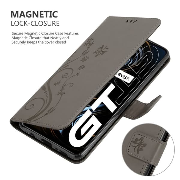 Realme GT / GT Neo 2T / Q3 PRO Suojakotelo Suojakuori Lompakkokotelo Matkapuhelinkotelo Kukat jossa on magneettisuljenta, jalusta-toiminto ja