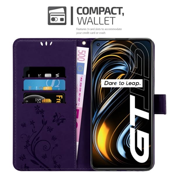 Realme GT / GT Neo 2T / Q3 PRO Suojakotelo Suojakuori Lompakkokotelo Matkapuhelinkotelo Kukat jossa on magneettisuljenta, jalusta-toiminto ja