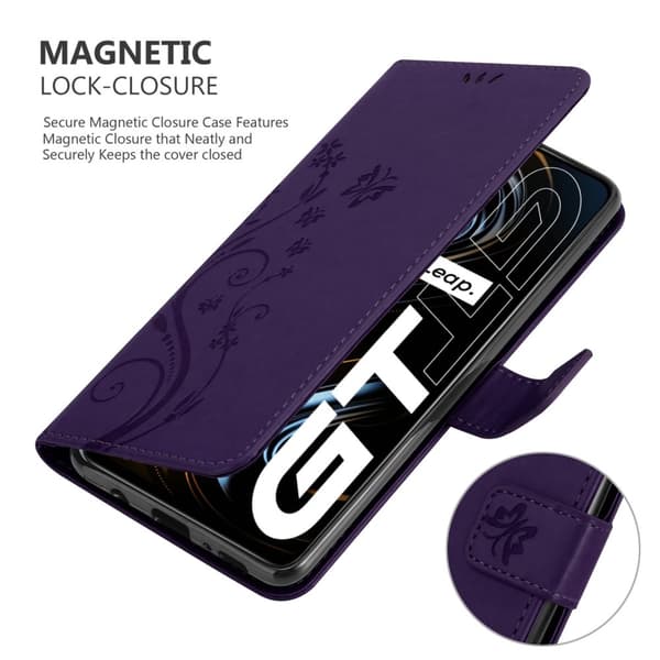 Realme GT / GT Neo 2T / Q3 PRO Suojakotelo Suojakuori Lompakkokotelo Matkapuhelinkotelo Kukat jossa on magneettisuljenta, jalusta-toiminto ja