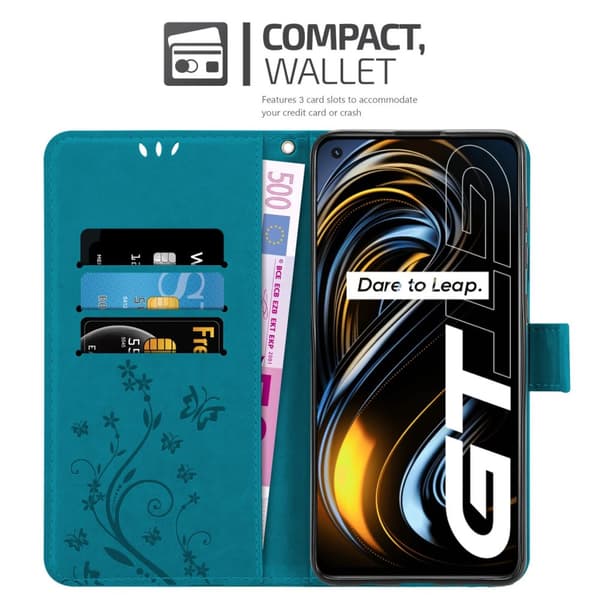 Realme GT / GT Neo 2T / Q3 PRO Suojakotelo Suojakuori Lompakkokotelo Matkapuhelinkotelo Kukat jossa on magneettisuljenta, jalusta-toiminto ja