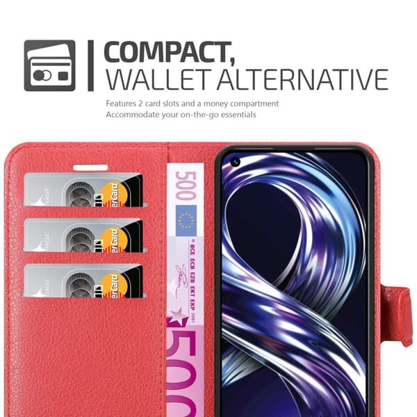 Realme 8i / Narzo 50 4G Suojakotelo Lompakkokotelo Matkapuhelinkotelo Suojakuori jossa magneettisuljenta, jalusta-toiminto ja korttitasku