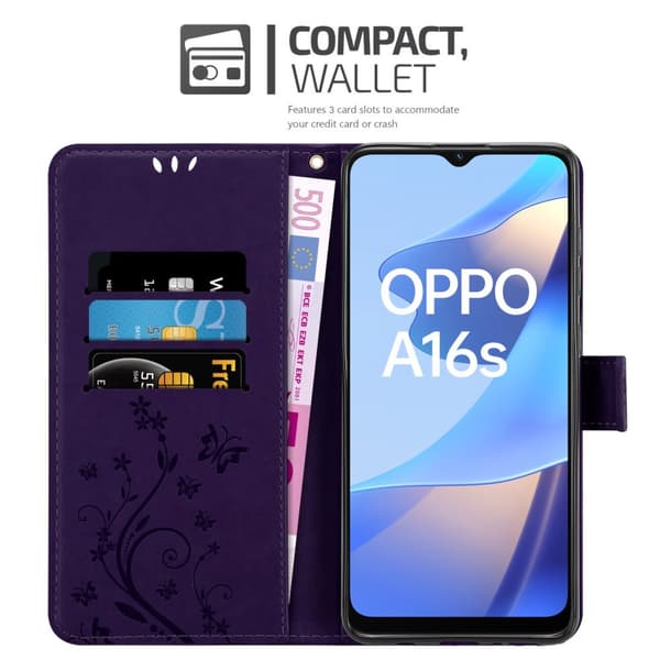 Oppo A16s / A54s Pungetui Cover Blomster ()