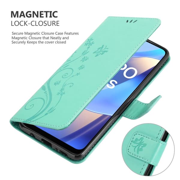 Oppo A16s / A54s Pungetui Cover Blomster ()
