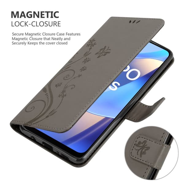 Oppo A16s / A54s Pungetui Cover Blomster ()