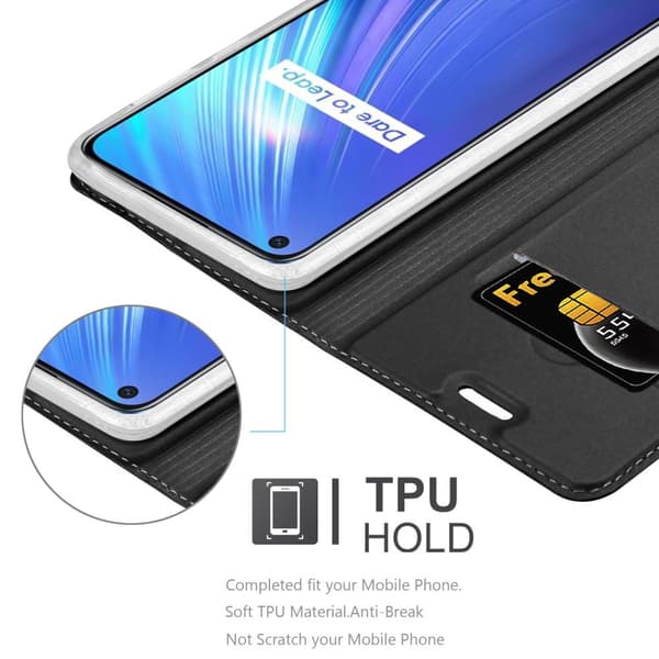 Realme 6 4G / 6s Skal Fodral med magnetisk stängning, ståfunktion och kortficka Mobilskydd