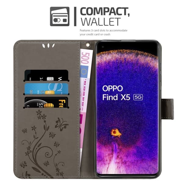 Oppo FIND X5 Pungetui Cover Blomster ()