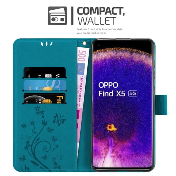 Oppo FIND X5 Pungetui Cover Blomster ()