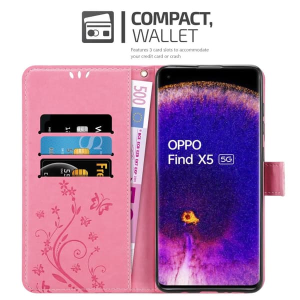 Oppo FIND X5 Pungetui Cover Blomster ()