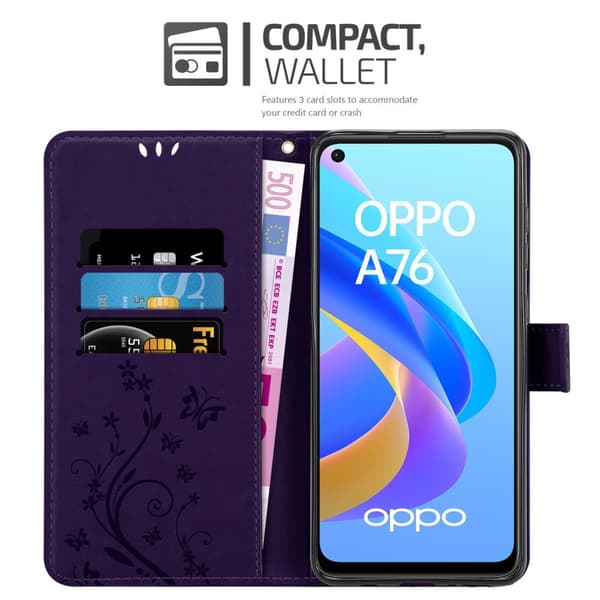 Oppo A36 / A76 / A96 4G / K10 4G / Realme 9i Pungetui Cover Blomster ()