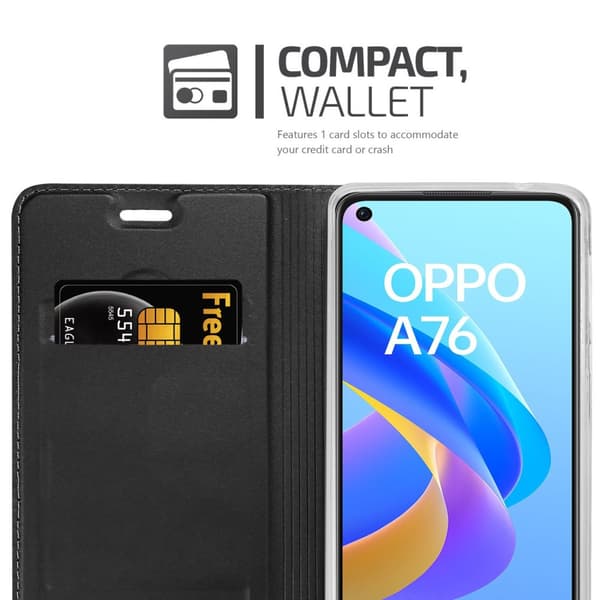 Deksel til Oppo A36 / A76 / A96 4G / K10 4G / Realme 9i Lommebokdeksel med magnetisk lukking, stativfunksjon og kortlomme