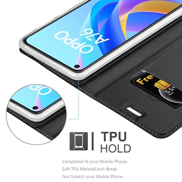 Deksel til Oppo A36 / A76 / A96 4G / K10 4G / Realme 9i Lommebokdeksel med magnetisk lukking, stativfunksjon og kortlomme