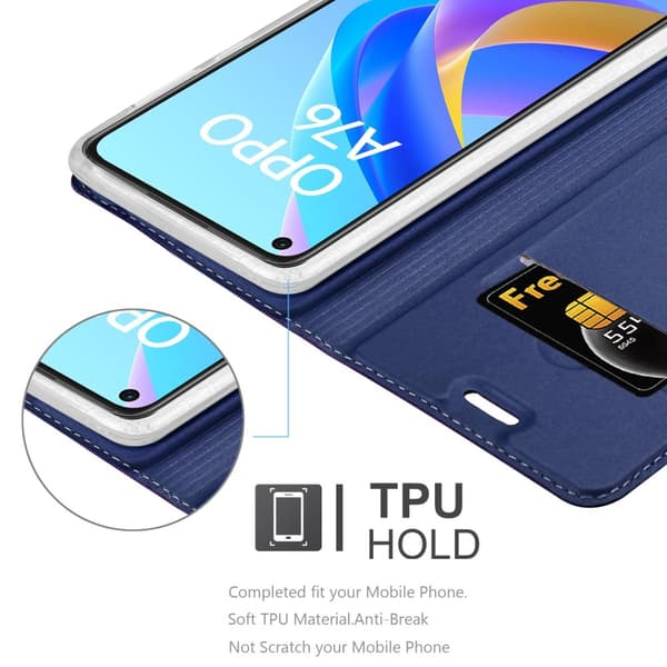 Deksel til Oppo A36 / A76 / A96 4G / K10 4G / Realme 9i Lommebokdeksel med magnetisk lukking, stativfunksjon og kortlomme