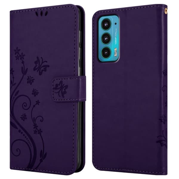 Motorola EDGE 20 Skal Fodral i blomdesign Mobilskydd Case Cover med magnetisk stängning, ståfunktion och kortplatser