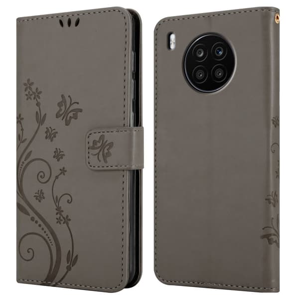 Honor 50 LITE Skal Fodral i blomdesign Mobilskydd Case Cover med magnetisk stängning, ståfunktion och kortplatser