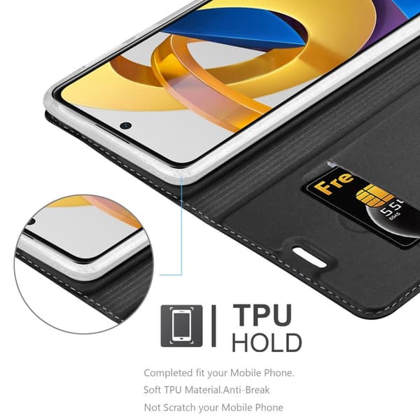 Deksel til Xiaomi POCO M4 PRO 5G Lommebokdeksel med magnetisk lukking, stativfunksjon og kortlomme
