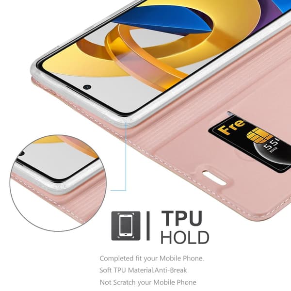 Deksel til Xiaomi POCO M4 PRO 5G Lommebokdeksel med magnetisk lukking, stativfunksjon og kortlomme