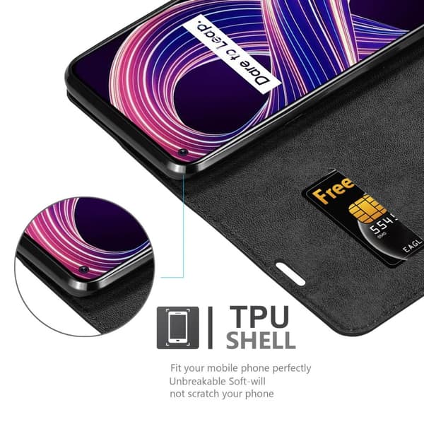 Lommebokdeksel til Realme 8 5G / V13 / Q3 / Q3i / Narzo 30 5G Deksel med magnetisk lukking, stativfunksjon og kortlomme