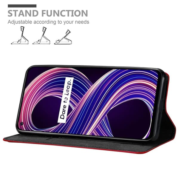 Lommebokdeksel til Realme 8 5G / V13 / Q3 / Q3i / Narzo 30 5G Deksel med magnetisk lukking, stativfunksjon og kortlomme
