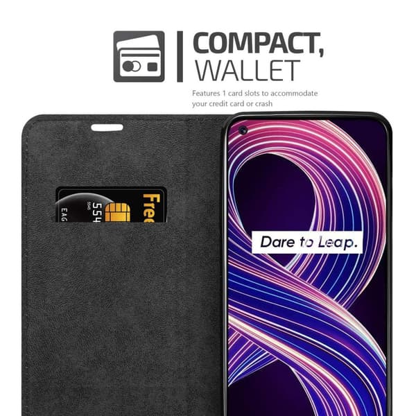 Lommebokdeksel til Realme 8 5G / V13 / Q3 / Q3i / Narzo 30 5G Deksel med magnetisk lukking, stativfunksjon og kortlomme