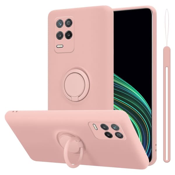 Silikondeksel til Realme 8 5G / V13 / Q3 / Q3i / Narzo 30 5G Deksel av fleksibelt TPU-silikon LIQUID ROSA