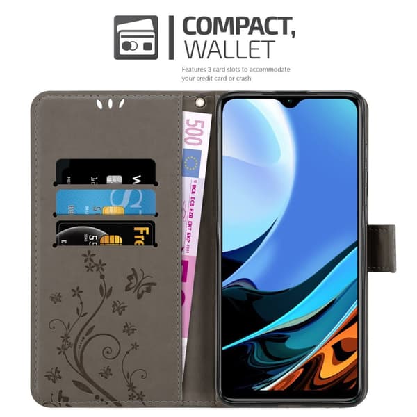 Xiaomi RedMi 9T / POCO M3 Skal Fodral i blomdesign Mobilskydd Case Cover med magnetisk stängning, ståfunktion och kortplatser
