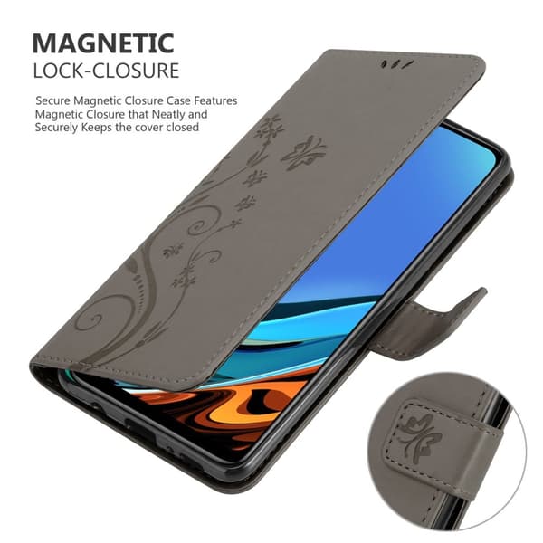 Xiaomi RedMi 9T / POCO M3 Skal Fodral i blomdesign Mobilskydd Case Cover med magnetisk stängning, ståfunktion och kortplatser