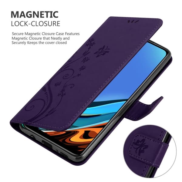 Xiaomi RedMi 9T / POCO M3 Skal Fodral i blomdesign Mobilskydd Case Cover med magnetisk stängning, ståfunktion och kortplatser