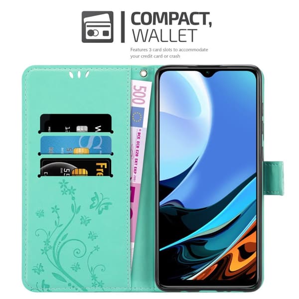 Xiaomi RedMi 9T / POCO M3 Skal Fodral i blomdesign Mobilskydd Case Cover med magnetisk stängning, ståfunktion och kortplatser