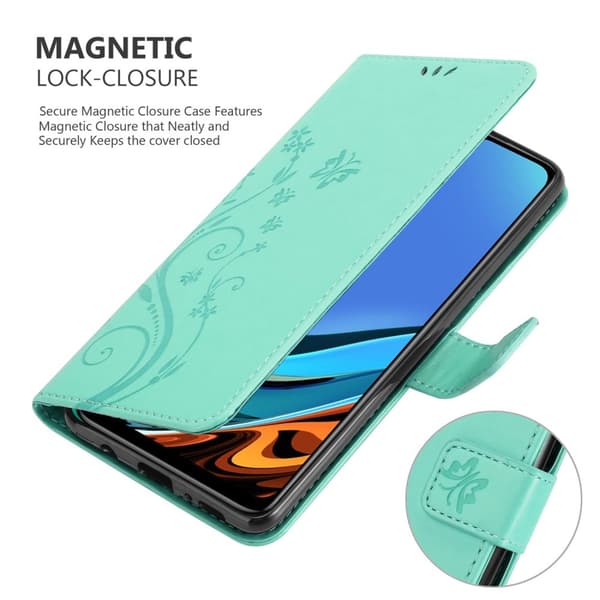 Xiaomi RedMi 9T / POCO M3 Skal Fodral i blomdesign Mobilskydd Case Cover med magnetisk stängning, ståfunktion och kortplatser