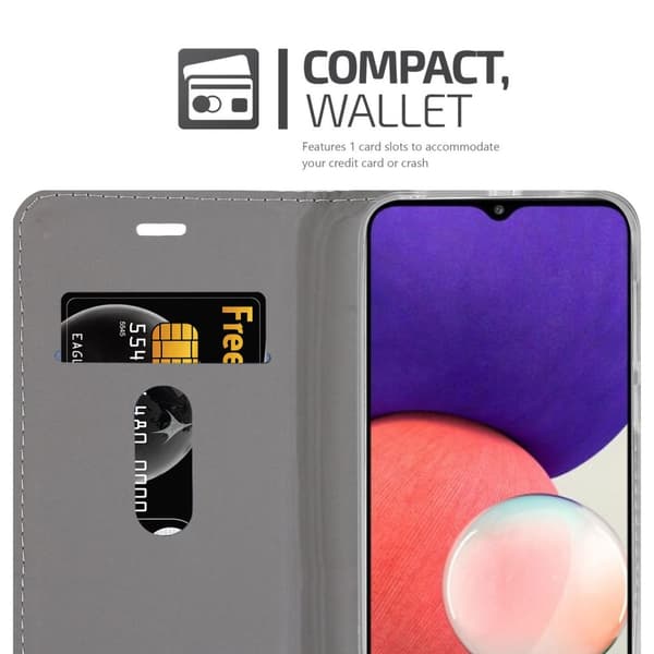 Samsung Galaxy A22 5G Skal Plånboksfodral med magnetisk stängning, ståfunktion och kortficka
