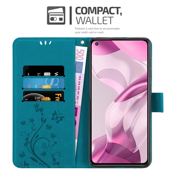 Deksel til Xiaomi Mi 11 LITE (4G / 5G) / 11 LITE NE Lommebokdeksel i blomster design med magnetisk lukking, stativfunksjon og kortplasser