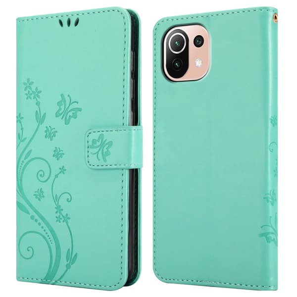 Deksel til Xiaomi Mi 11 LITE (4G / 5G) / 11 LITE NE Lommebokdeksel i blomster design med magnetisk lukking, stativfunksjon og kortplasser