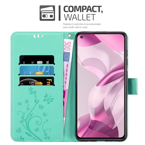 Deksel til Xiaomi Mi 11 LITE (4G / 5G) / 11 LITE NE Lommebokdeksel i blomster design med magnetisk lukking, stativfunksjon og kortplasser