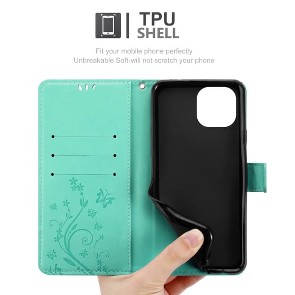 Deksel til Xiaomi Mi 11 LITE (4G / 5G) / 11 LITE NE Lommebokdeksel i blomster design med magnetisk lukking, stativfunksjon og kortplasser
