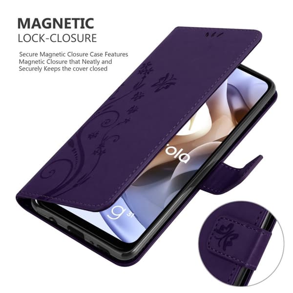 Motorola MOTO G31 / G41 Suojakotelo Suojakuori Lompakkokotelo Matkapuhelinkotelo Kukat jossa on magneettisuljenta, jalusta-toiminto ja korttipaikat