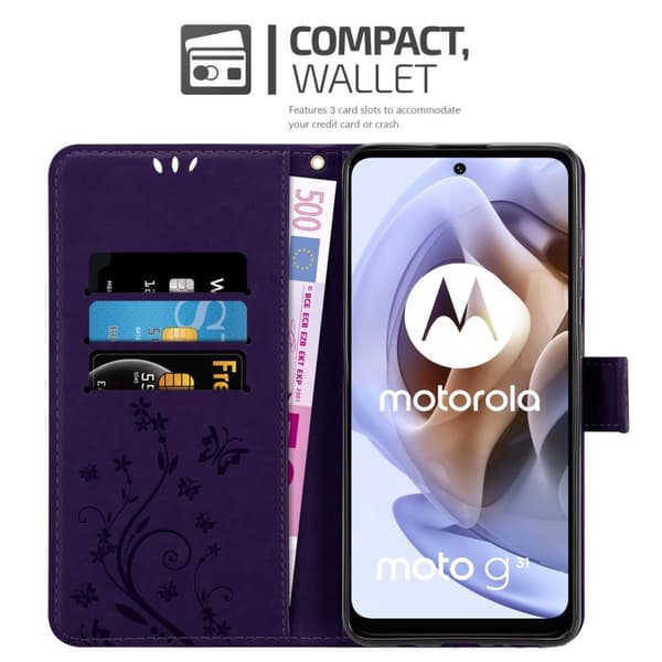 Motorola MOTO G31 / G41 Suojakotelo Suojakuori Lompakkokotelo Matkapuhelinkotelo Kukat jossa on magneettisuljenta, jalusta-toiminto ja korttipaikat