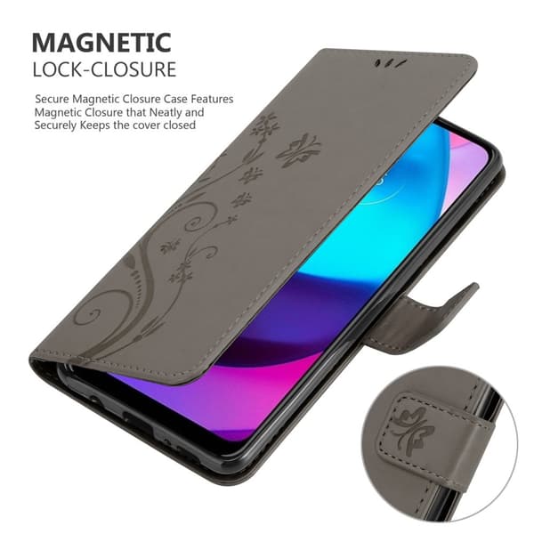 Motorola MOTO E20 / E30 / E40 Skal Fodral i blomdesign Mobilskydd Case Cover med magnetisk stängning, ståfunktion och kortplatser