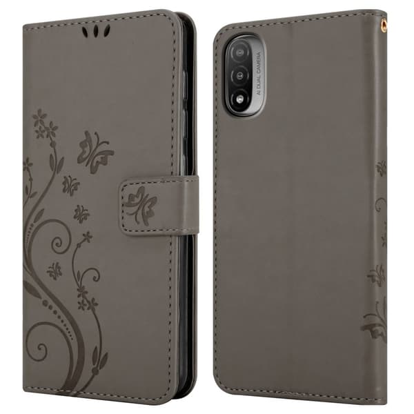 Motorola MOTO E20 / E30 / E40 Skal Fodral i blomdesign Mobilskydd Case Cover med magnetisk stängning, ståfunktion och kortplatser