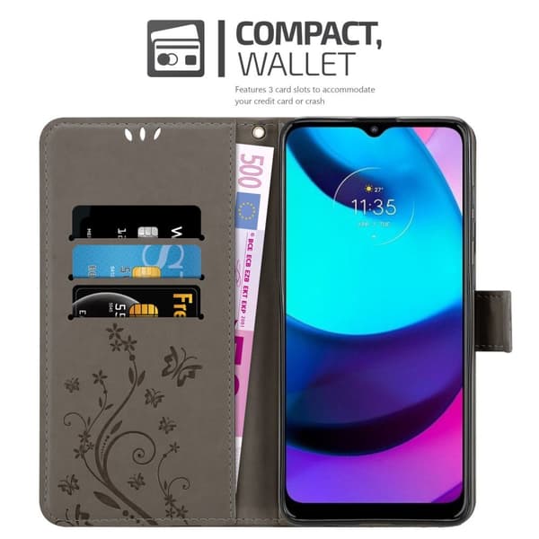 Motorola MOTO E20 / E30 / E40 Skal Fodral i blomdesign Mobilskydd Case Cover med magnetisk stängning, ståfunktion och kortplatser