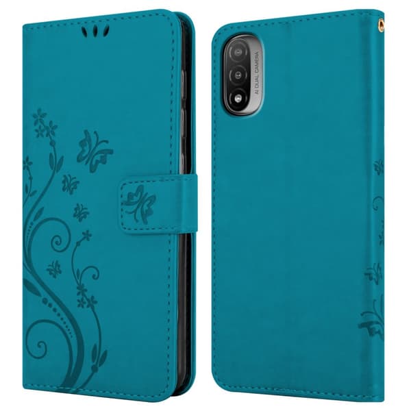 Motorola MOTO E20 / E30 / E40 Skal Fodral i blomdesign Mobilskydd Case Cover med magnetisk stängning, ståfunktion och kortplatser
