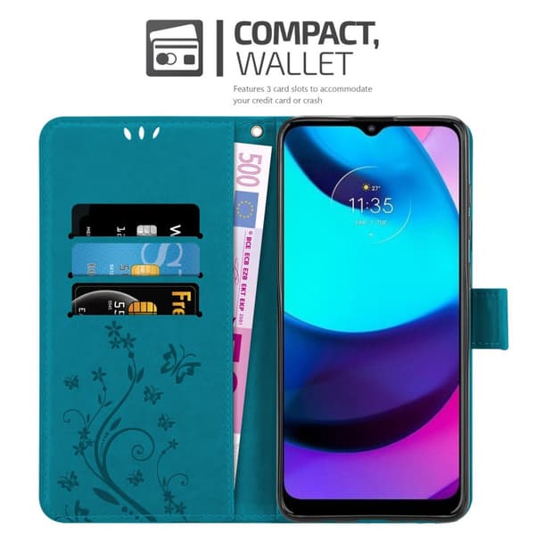 Motorola MOTO E20 / E30 / E40 Skal Fodral i blomdesign Mobilskydd Case Cover med magnetisk stängning, ståfunktion och kortplatser