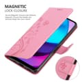 Miniatyrbilde 4 av 7: Deksel til Motorola MOTO E20 / E30 / E40 Lommebokdeksel i blomster design med magnetisk lukking, stativfunksjon og kortplasser