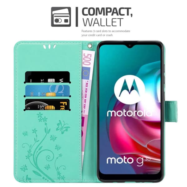 Motorola MOTO G10 / G30 Pungetui Cover Blomster ()