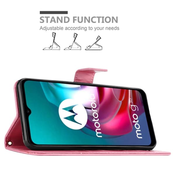 Deksel til Motorola MOTO G10 / G30 Lommebokdeksel i blomster design med magnetisk lukking, stativfunksjon og kortplasser
