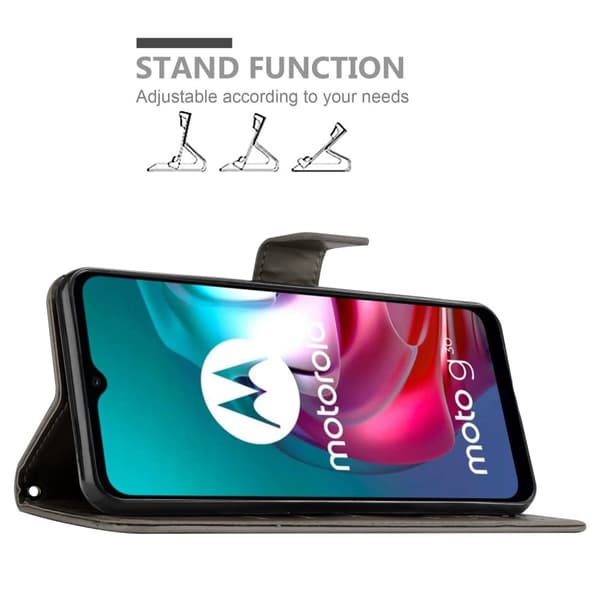 Deksel til Motorola MOTO G10 / G30 Lommebokdeksel i blomster design med magnetisk lukking, stativfunksjon og kortplasser