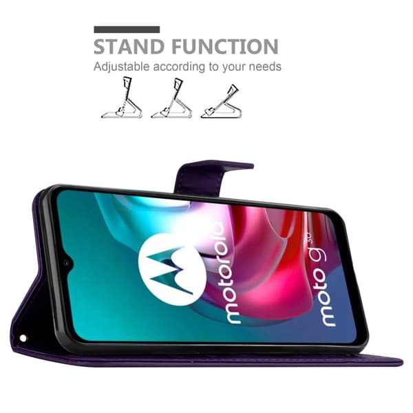 Deksel til Motorola MOTO G10 / G30 Lommebokdeksel i blomster design med magnetisk lukking, stativfunksjon og kortplasser